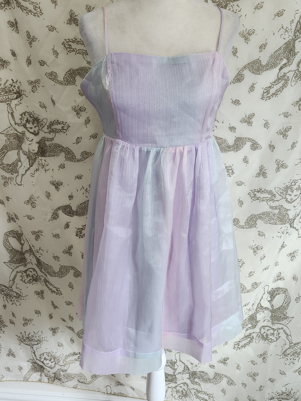 Lena Pastel Lavender Ombre Baby Doll Mini Dress M